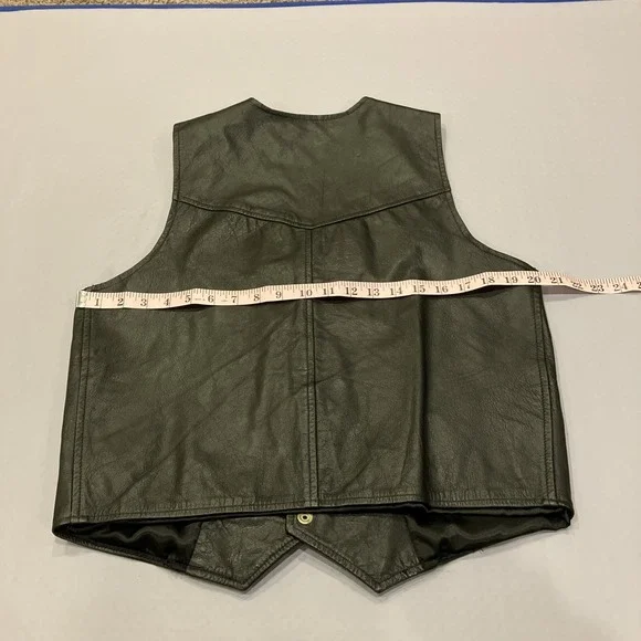 Branded Garments Black Leather Vest Joe Camel Cigarettes Logo Women's L Pockets - Picture 10 of 12